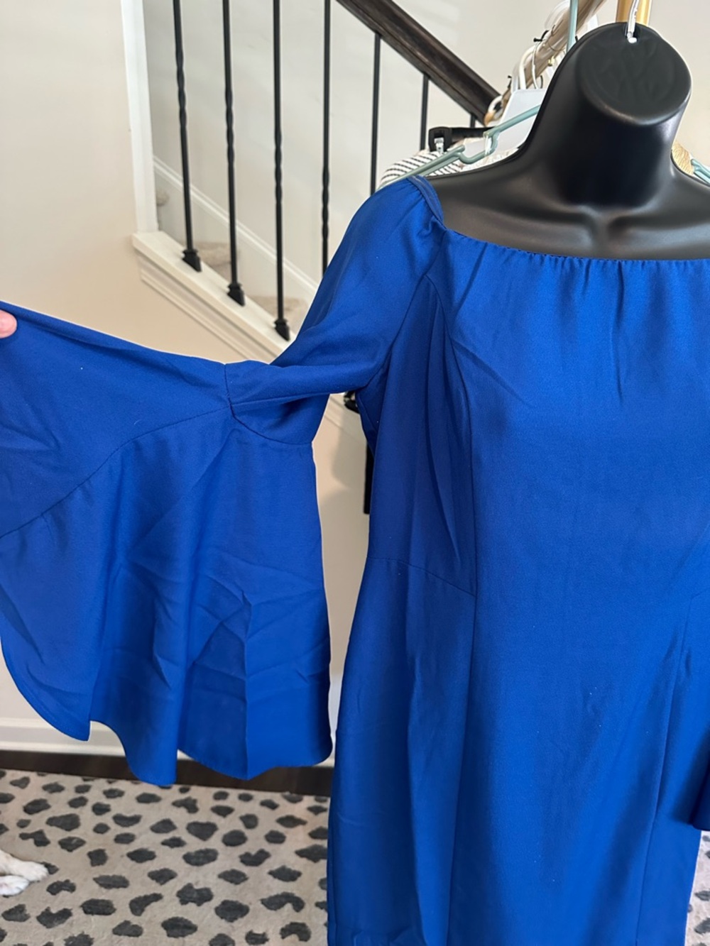 Royal Blue Off-Shoulder Ruffle Sleeve Dress